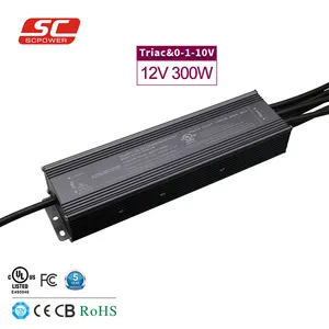 100-277V Dimmable Power Supply Tahan Air IP66 12V 300W Multi Output Saat Ini LED Driver