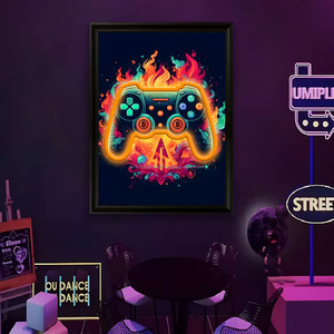 Blue Gamepad LED picture frame neon indoor hanging <b>wall</b> decoration luminous hanging painting USB powered <b>dimmable</b> ambient <b>light</b> - Product Image 5