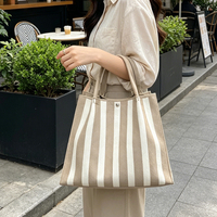 Sac fourre-tout en polyester tricoté, grande capacité avec fermeture à bouton-pression, pour courses, marché, plage, mode estivale, vente au détail