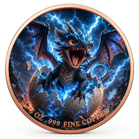 Pièce de monnaie double face Dragon de la Fantasy Épicée en Cuivre Pur 999, 1 oz et 5 oz, Relief 3D, Coloration UV, Effet Proof-like, Art de Présentation de Grande Valeur