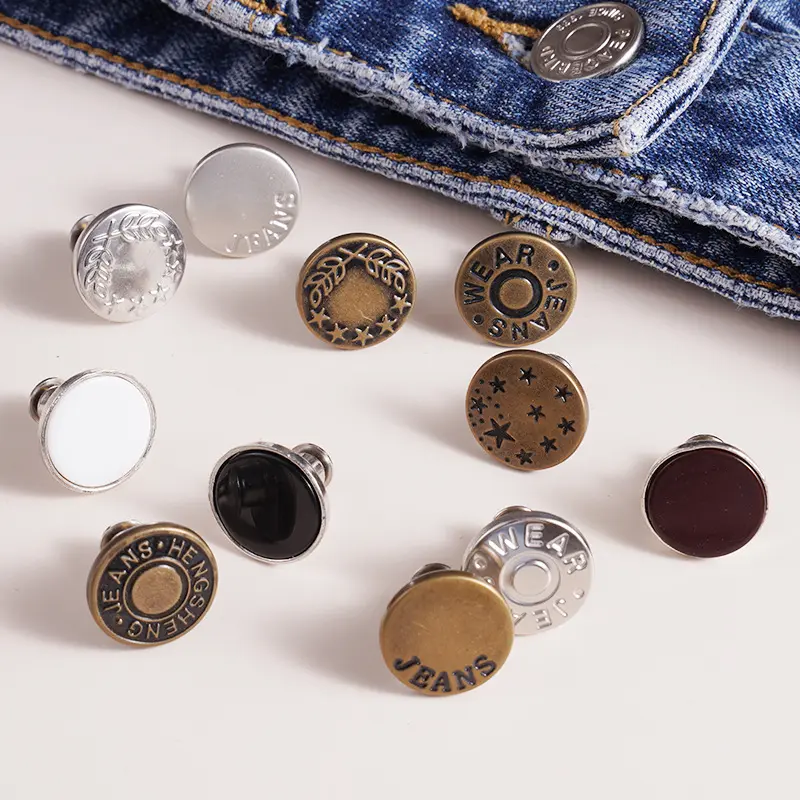 Boutons pression en métal Recyclable de haute qualité, Logo personnalisé de 17mm, bouton de Jeans pour veste en jean