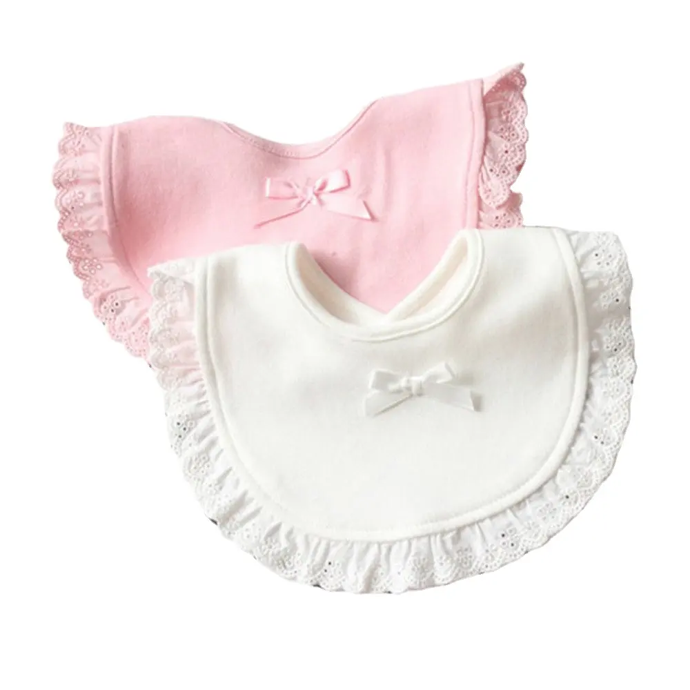 Babadores para bebês, 100% algodão, laço, rosa e branco, babador para bebês, babador infantil, bonito