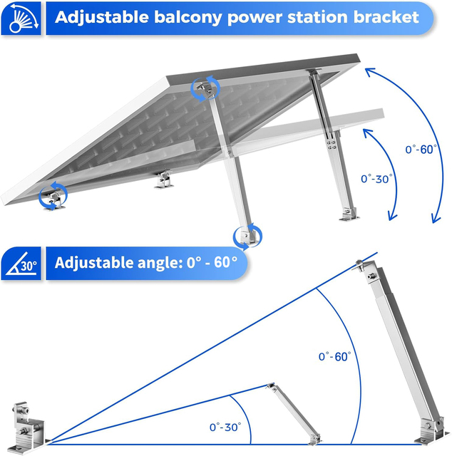 Rooftop Solar Panel Adjustable Mount with Telescopic Front and Rear Aluminum Feet Support