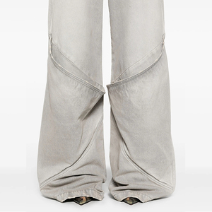 <span class=keywords><strong>Jeans</strong></span> da donna grigio chiaro <span class=keywords><strong>con</strong></span> fondo a campana Sexy Super ampio Streetwear <span class=keywords><strong>con</strong></span> grandi tasche stile Casual per donna - Product Image 4