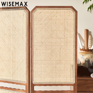 WISEMAX — écran de meubles d'intérieur, 1 pièce, design élégant et pliant, cadre <span class=keywords><strong>en</strong></span> bois massif, partie <span class=keywords><strong>en</strong></span> <span class=keywords><strong>rotin</strong></span> - Product Image 4