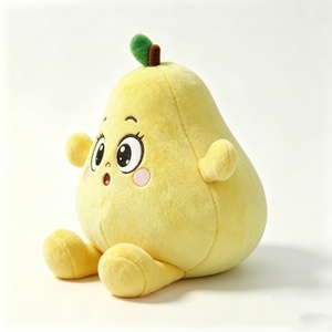 Juguete de Peluche de Pera Personalizado, Adorable Peluche de Fruta Amarilla Suave con Tallo y Hoja, Almohada de Peluche de Pera Esponjosa - Product Image 1