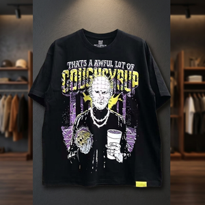 T-shirt pour homme à manches courtes, col rond, coupe oversize, 100% coton, style streetwear, avec motif imprimé 'That's Awful Lot Cough Syrup' - Product Image 3