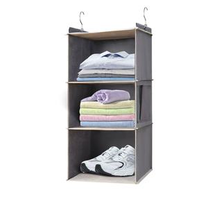 SINCERE Modern Eco-friendly Fabric Wall-Mounted Hanging <strong>Shelf</strong> Wardrobe Storage <strong>Cupboard</strong> <strong>Organiser</strong> 3 Compartments Foldable - Product Image 1