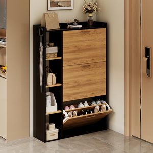 Zapatero Combohome con 3 solapas, zapatero estrecho con 3 estantes abatibles y 4 compartimentos de almacenamiento - Product Image 1