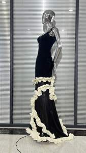 Bettergirl 2025 Nouvelle <span class=keywords><strong>robe</strong></span> noire longueur de plancher en tissu de maille de bandage - Product Image 4