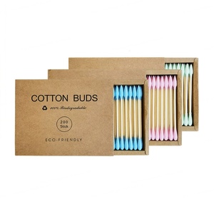 200 cotons-tiges en bambou à double tête de 8 cm, colorés, pour le nettoyage des oreilles, la beauté et le maquillage à domicile - Product Image 1