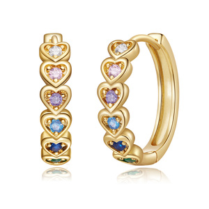 Heart Shape Zircon <b>Huggie</b> <b>Earrings</b> In <b>Silver</b> Black Rose Gold And Yellow Gold Plated For Women Romantic Style Jewelry Gift - Product Image 4
