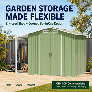 Abri de jardin extérieur à pignon avec abri intégré pour outils, tondeuse et bois de chauffage – Vente en gros australienne OEM ODM - Product Image 1