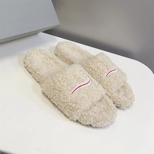 Women's Winter Warm Steel Toe Platform for Mink Fur Lining Sheepskin Midsole Comfortable <b>Slide</b> Design Flower Embroidery - Product Image 2