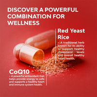 OEM Özel Etiketli Kırmızı Mayalı Pirinç ve 100mg CoQ10 Koenzim Q10 Ubiquinol Kapsül Takviyeleri Kalp Sağlığı ve Kolesterol için