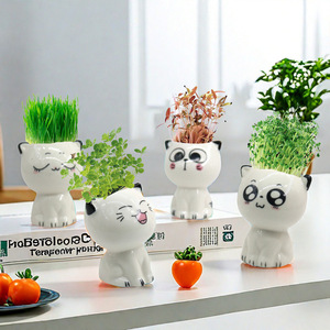 Set di Piante <span class=keywords><strong>in</strong></span> <span class=keywords><strong>Vaso</strong></span> a Forma di Gatto Cartoon, Giocattolo Fai-da-Te per Bambini, Regalo per l'Apertura della Scuola o Compleanno - Product Image 3