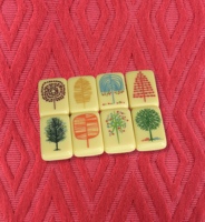 Jeu de Mahjong Américain Personnalisé Mid-Century Tree, Tuiles en Acrylique Motif Oiseau et Arbre Naturel pour Soirées Familiales et Jeux de Société