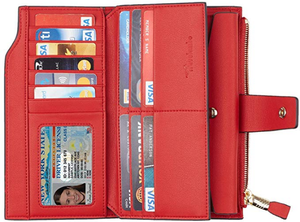 Most Selling Women’s RFID Blocking Large Capacity Leather <b>Purse</b> Wallet with Multiple Card Slots and Zipper Closure For Sale - Product Image 4