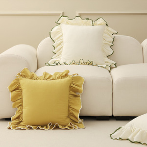 Chất Lượng Cao Gối Đệm Bìa Phù Hợp Màu Sắc Cạnh Ruffle Gối Bìa Đầy Màu Sắc Đồng Bằng Bông Đệm Bìa Gối Trường Hợp - Product Image 3