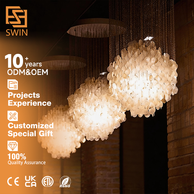 Luxury Exquisite Modern Adjustable Height Living Room Bedroom High Ceiling Switch Control Shells Ironwork LED Nordic Chandelier