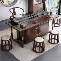 Ensemble de table et chaises de style chinois pour balcon familial, table à café rectangulaire en bois massif, style Kung Fu