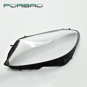 PORBAO pour <span class=keywords><strong>W205</strong></span> /C200 2019-2020 ans pièce d'auto bordure noire en plastique Transparent lampe couvre abat-jour phare couvercle de lentille - Product Image 3