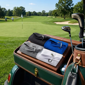 Serviette de <span class=keywords><strong>golf</strong></span> en microfibre 16x20 pouces, tissage gaufré, séchage rapide, avec mousqueton pour clubs de <span class=keywords><strong>golf</strong></span> - Product Image 3