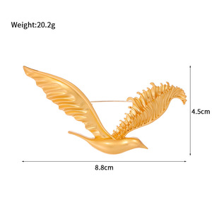 Broche de Águila Grande Dorada de Alta Gama, Prendedores de Pájaro Animal Vintage Plateados a la Moda para Traje y Abrigo - Product Image 4