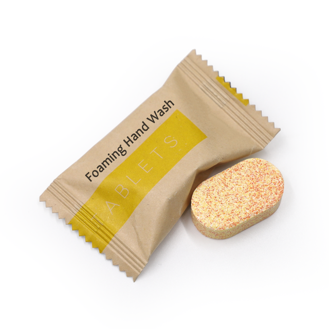 Eco-friendly Kraft Packing Effervescent Tablet Solid Hands Liquid Cleaner Foaming Hand Washing Tablets