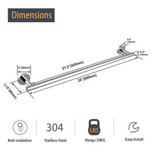 Accessoires <span class=keywords><strong>de</strong></span> <span class=keywords><strong>salle</strong></span> <span class=keywords><strong>de</strong></span> <span class=keywords><strong>bain</strong></span> modernes en acier inoxydable <span class=keywords><strong>de</strong></span> 24 pouces Tringle à serviettes en métal nickel brossé Porte-serviettes <span class=keywords><strong>de</strong></span> 24 pouces Design moderne <span class=keywords><strong>pour</strong></span> salles <span class=keywords><strong>de</strong></span> <span class=keywords><strong>bain</strong></span> - Product Image 6