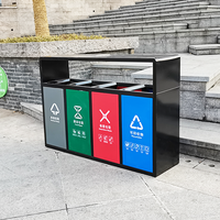 Prix de gros poubelle bouteille de recyclage en acier inoxydable multi quatre compartiments poubelle avec cendrier code couleur poubelle extérieur