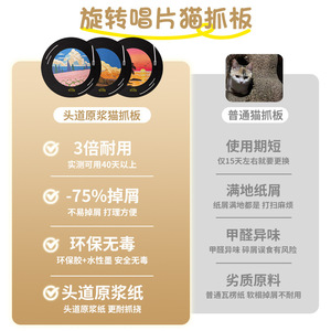 Rascador para Gatos con Diseño de Tocadiscos y Patrón Floral, Juguete para Gatos de PVC Resistente, Montado en la Pared, Estilo Moderno - Product Image 3