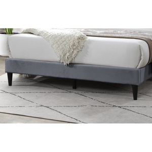 Elegant Modern Gray Velvet Upholstered Soft <b>Bed</b> <b>Queen</b> <b>Size</b> Eco-Friendly Clean Lines Design Headboard Bedframe - Product Image 3