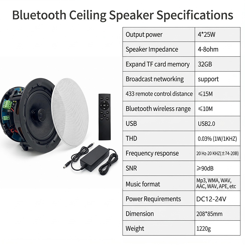 Zhiku High Quality 5.25 Inch Wireless Ceiling Speaker Active ceiling-mounted speaker · image 4