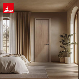 Puerta Interior de Madera de Diseño Minimalista de Alta Gama Alland, con Marco Estrecho de Grano <span class=keywords><strong>Vertical</strong></span>, Insonorizada y con Diseños Diversificados para Villas de Lujo - Product Image 1