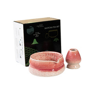 Logo personnalisé Chawan Bambou Fouet Chasen Ensemble Cadeau 2 Pièces Bol à Matcha en Céramique Fait Main avec Bec Verseur