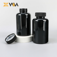 Récipient HDPE noir direct d'usine 150-200ml avec capuchon à double verrouillage, pot de col de 47mm bouteille de supplément