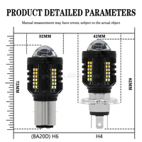12V à 32V double couleur Led moto phare ampoule feux de croisement puissance H4 P15D BA20D antibrouillard pour moto conduite phare