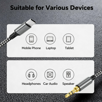 Cable de Audio Tipo-C a 3.5mm con Chip DAC Integrado, Hi-Fi sin Pérdidas para Auriculares/Altavoces, Cable USB-C a AUX