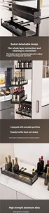 Cesta extraíble alta de diseño moderno, armario de cocina para almacenamiento de aperitivos en hoteles, estante extraíble lateral alto y profundo junto a la nevera - Product Image 5