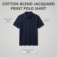Polo moderne en jacquard micro-lattice mélangé coton, imprimé personnalisé, à demi-boutons et col côtelé