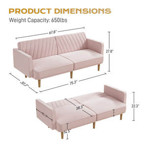 <span class=keywords><strong>Canapé</strong></span>-lit d'angle moderne pliable <span class=keywords><strong>2</strong></span>,<span class=keywords><strong>5</strong></span> <span class=keywords><strong>places</strong></span> avec rembourrage en tissu pour hôtel et salon - Product Image 4