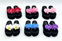 Chaussures décontractées pour femmes avec logo personnalisé, confortables, en EVA, à plateforme compensée, avec grande décoration orchidée