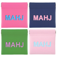 Sacs à dés de Mahjong en cuir PU, pochette à Mahjong à pression, imprimé MAHJ mignon, pochette de rangement pour Mahjong, plusieurs couleurs