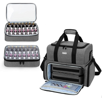 Sac cosmétique pour vernis à ongles 80 flacons avec fermeture éclair, design tendance, 2 pochettes amovibles et 2 sacs pour lampes à ongles pour le rangement du maquillage