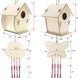 Mükemmel DIY ahşap Birdhouse rüzgar zil seti çizim oyuncak seti çocuklar için erkek ve kız paskalya parti iyilik için sepet iticiler - Product Image 3
