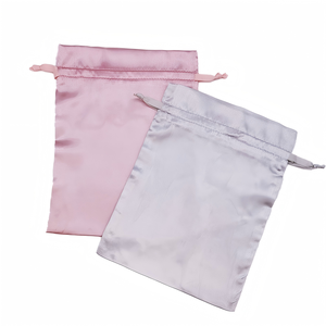 Pochette en satin réutilisable écologique anti-poussière avec cordon de serrage, logo personnalisé, en fausse soie, pour emballage de perruques, protège-poussière et masques pour les yeux – Vente en gros - Product Image 2