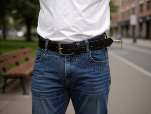 Cintura in Pelle da Uomo 4.0cm con Fibbia in Lega e Chiusura a Perno, Stile Casual - Product Image 2