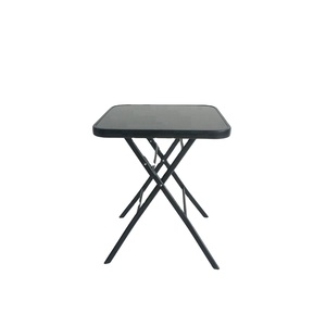 Mesa Plegable Cuadrada de Vidrio Negro - Product Image 1