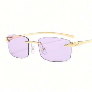 Gafas de Sol Personalizadas con Logotipo, Diseño Vintage de Lujo para Hombre y Mujer, Lentes Degradadas con Protección UV400, Montura Cuadrada sin Aro con Patas de Leopardo - Product Image 4